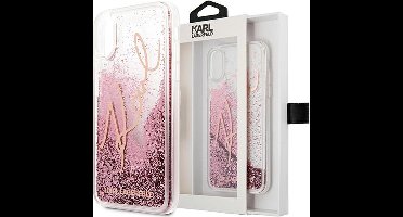 Karl - Lagerfeld - KLHCCPXTRKSRG iPhone X/Xs roségoud/roségoud Glitterhandtekening