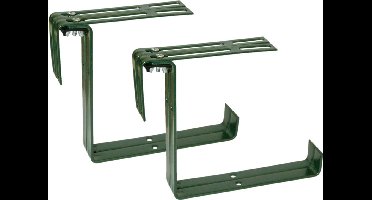Geli Balkonbeugel - 4x - voor railing t/m 14 cm - donker groen - bloem/plantenbakken ophang beugel