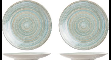 8x stuks ontbijt/dessert bordje Turbolino blauw 22 cm - Ontbijtborden - Dessertborden