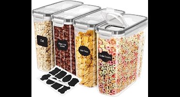 Opslagcontainer voor granen - 4 stuks - Luchtdichte Keuken Opslag Containers - Droge Voedsel Opslag - Graan Dispenser voor Keuken & Pantry