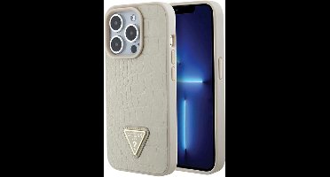 Guess iPhone 15 Plus Case Cover Croco Triangle Beige