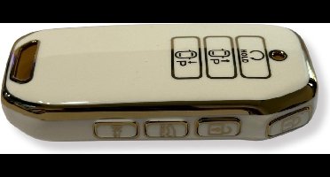 Sleutelcover voor Kia, Sleutelhoesje, Key Case for Kia, Autosleutel Hoesje Geschikt Voor Kia, Sportage, Stinger, Ceed, Sorento, Cerato, Forte, Wit - Goud