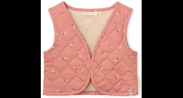 Little Dutch Gilet Meisje - Maat 86/92 - Reversible Gilet - Kinderkleding Meisjes - Roze Zand - Biologisch Katoen - Little Farm Warm Rose Blooming Flower