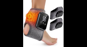 2 stuk Enkel Warmte Kompres - Draadloos en Oplaadbaar 2-in-1 Massageapparaat met Trillingen - Voor Pijnverlichting en Betere Bloedsomloop - Verwarmde Enkelbrace voor Thuisgebruik