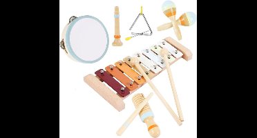 Set Van 6 Stuks, Muziekinstrument Speelgoedset, 3-6 Jaar Cadeau Voor Jonge Kinderen, Houten Speelgoed Muziekinstrument, Slaginstrument