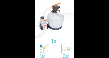 Bestway - Zandfilterpomp 58486 - 11.355 liter per uur inclusief Filterbollen (3 stuks) en Testrips