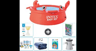 Intex Rond Opblaasbaar Easy Set Zwembad - 183 x 51 cm - Rood - Krab - Inclusief Onderhoudspakket - Solarzeil - Speelgoed - Zwembadfilterpomp - 7-delig