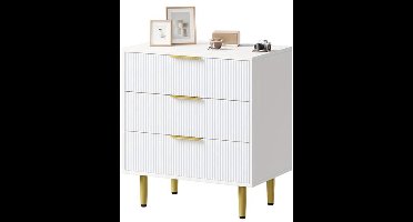 Nachtkastje – Bedside Table – Ladekast – Opbergkast – Nachtkastjes – Modern Design Met Metalen Grepen – 3 Ruime Laden 71x43x76 cm