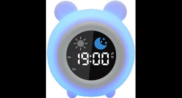 Educatieve wekker voor kinderen - Dag/nacht-alarm, 12/24-uurs weergave, sluimerfunctie, instelbare schermhelderheid, 8 kleuren, automatische uitschakeling.