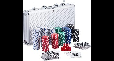 Linkforu - Luxe - Poker Set - 300 Chips - Aluminium Koffer - Kaarten - Dobbelstenen - Voor Casino Avonden Thuis