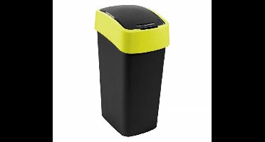 Curver Flip Bin Serie - Prullenbak - 45L - Zwart - Geel - Kunststof