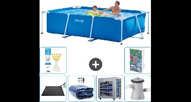 Intex Rechthoekig Frame Zwembad - 260 x 160 x 65 cm - Blauw - Inclusief Solar Mat - Solarzeil - Warmtepomp - Zwembadfilterpomp - 7-delig