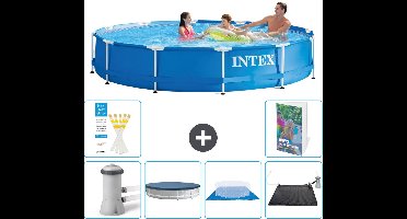 Intex Rond Frame Zwembad - 366 x 76 cm - Blauw - Inclusief Pomp Afdekzeil - Grondzeil - Solar Mat - 7-delig