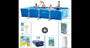 Intex Rechthoekig Frame Zwembad - 450 x 220 x 84 cm - Blauw - Inclusief Onderhoudspakket - Solarzeil - Speelgoed - Zwembadfilterpomp - 7-delig