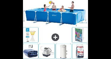 Intex Rechthoekig Frame Zwembad - 450 x 220 x 84 cm - Blauw - Inclusief Solarzeil - Zoutwatersysteem - Zwembadfilterpomp - Zwembadzout - 7-delig
