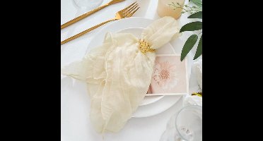 6-delige Set Mousseline Servetten, 44x44cm, Mousseline Servetten in Boheemse Stijl, Rustieke Tafeldecoratie, Geschikt Voor Bruiloften, Bruidsfeesten, Babyborrels En Soortgelijke Gelegenheden (Beige)