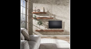 Wandplank Carve 150x25x8 cm - Massief acacia bruin