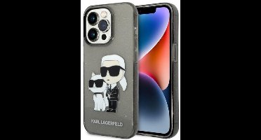 Karl Lagerfeld Glitter - Hoesje voor Mobiele Telefoon - Zwart - iPhone 14 Pro Max - Hardcase