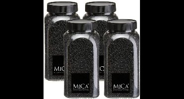 Mica Decorations decoratie stenen/granulaat - 4x - 650ml - zwart - hobby steentjes