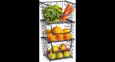 Fruit- en Groentemand Metaal Zwart Loft 3 stuks - Fruitschaal - Fruitmand