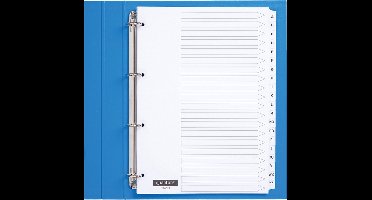 Tabbladen Quantore 4-gaats 20-delig met alfabet wit karton - 10 stuks