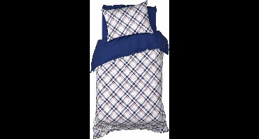 De Witte Lietaer Dekbedovertrek Tartan Blue Indigo - Eenpersoons - 140 x 200/220 cm - Katoen Flanel