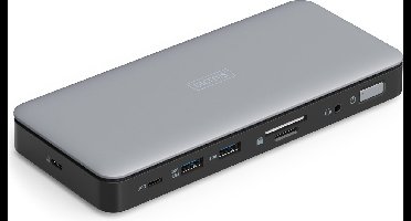 Digitus DA-70917 USB-C dockingstation Incl. laadfunctie, Geïntegreerde kaartlezer, Ondersteunt 8K@30 Hz (1x) / 4K@30Hz