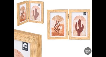 Kipit fotolijst bamboe effect - dubbele lijst 10x15cm multicolor.