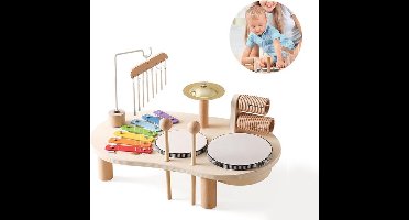 Houten Drumset Voor Kinderen, 7-In-1 Muziek Kinderspeelgoed, Montessori Educational Toys Drumset, Children'S Drumset