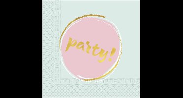 Vegaoo - 20 papieren servetten elegant party pastel blauw en roze 33 x 33 cm