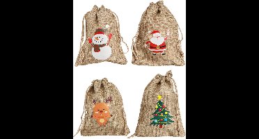 Cadeauzakje Kerstjutezakje naturel 10×13cm 8st, 8 Stück