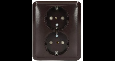 JUNG stopcontact 2-voudig met randaarde en kinderbeveiliging 16A 250V - CD500 bruin (CD5020NKIBR) - wandcontactdoos