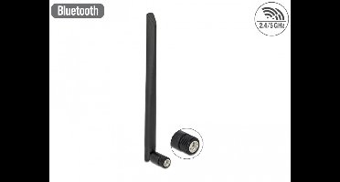 WLAN 802.11 A/AX/A/B/G/N/N ANTENNE RP-SMA-plug 5 DBI 20 cm Omnidirectioneel met kantelgewricht flexibel en rubberoppervlak zwart