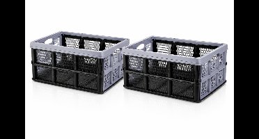 HEM Vouwkrat 32L – Set van 2 Opvouwbare Opbergkratten – Boodschappenkratten Voor Auto & Thuis – 50×35×25 cm