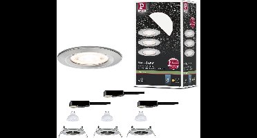 LED-inbouwlamp Nova GU10 Flat stijf IP44 3x4,9W 3x550lm 230V 2700K Staal geborsteld