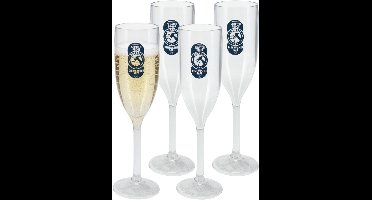 Excellent Houseware Champagne glas - 8x - 165 ml - onbreekbaar kunststof - camping/catering glazen