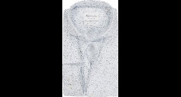Michaelis slim fit heren overhemd - popeline - wit met licht- en donkerblauw dessin - Strijkvriendelijk - Boordmaat: 42