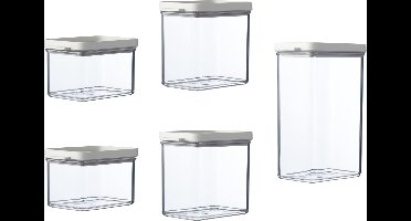 Mepal Bewaardoos set 5 delig Omnia - 2x 700 ml. 2x 1100 ml. 2000 ml - Voorraaddoos - Nordic white