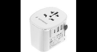 Gembird Universele Reisadapter - 15W - Geaard - Wit - Compacte Internationale Stroom Oplossing