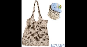 Strandtas - Gehaakt - 40x36 cm - Abrikoos/Kaki - Polyester