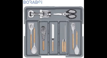 Boraboi® Uitbreidbare Bestekbak - Verstelbaar - Grijs - PP/ABS