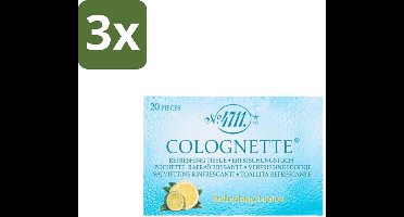 3 x 4711 – Colognette Tissues – Citrus – 20 Doekjes - 4711 Colognette Citrus - Citroen - Verfrissingsdoekjes - Citrusgeur - Verkoelend