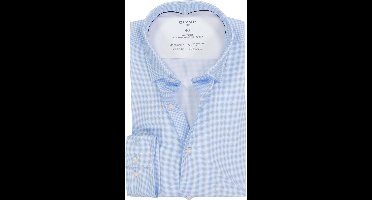 OLYMP 24/7 Luxor modern fit overhemd - tricot - lichtblauw dessin - Strijkvriendelijk - Boordmaat: 40