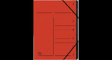 Exacompta 10x Sorteermap met vaste rug - elastosluiting - zwarte binnenafwerking - 7 vakken - A4 - Rood - 540705E