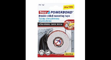 Tesa POWERBOND Serie - Ultra Sterke Dubbelzijdige Taperol - 1,5m x 19mm - Binnen en Buiten Gebruik - 100kg/m Draagvermogen