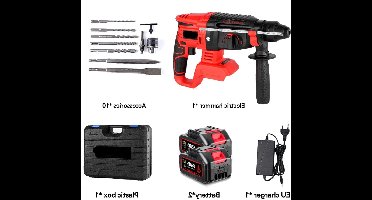 Accuboormachine - Boormachine - Elektrische - 2000W - 10600IPM - Borstelloze - Krachtige Schroefboormachine - met 2 Batterijen 588VF Inclusief EU Stekker