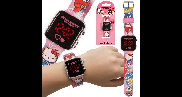 Hello Kitty and Friends Roze digitaal horloge, LED-polshorloge voor meisjes, met datum en tijd