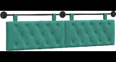 vidaXL - Hangend - hoofdbord - Turquoise - Fluweel