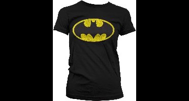 DC Comics Batman Dames Tshirt -S- Distressed Logo Zwart