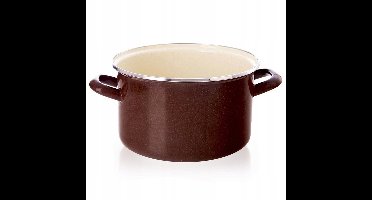 Bruine Emaille Pan 20 cm - 3L - Geschikt voor alle warmtebronnen